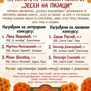 РЕЗУЛТАТИ КОНКУРСА „ЈЕСЕН НА ПИЈАЦИ“